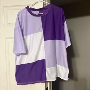 SHEIN Purple and White Block Tee